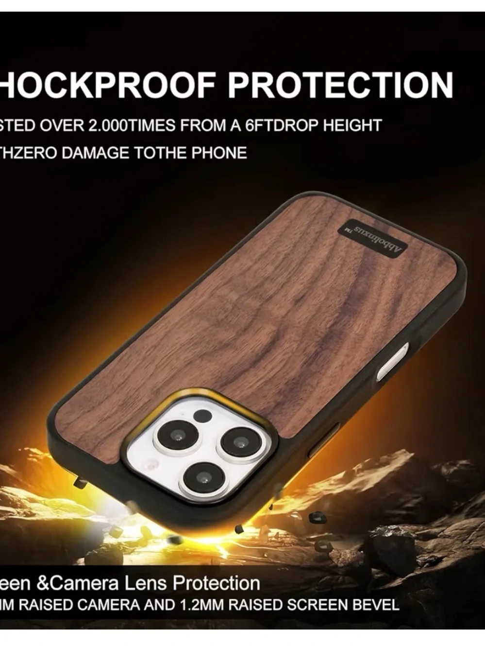 Magnetic Wood Case MagSafe Magnetic Charging. (Walnut Wood, iPhone 16 pro(6.3